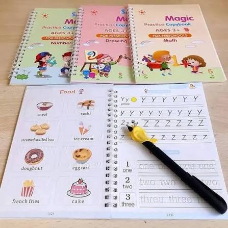 Child tracing letters with magic pen